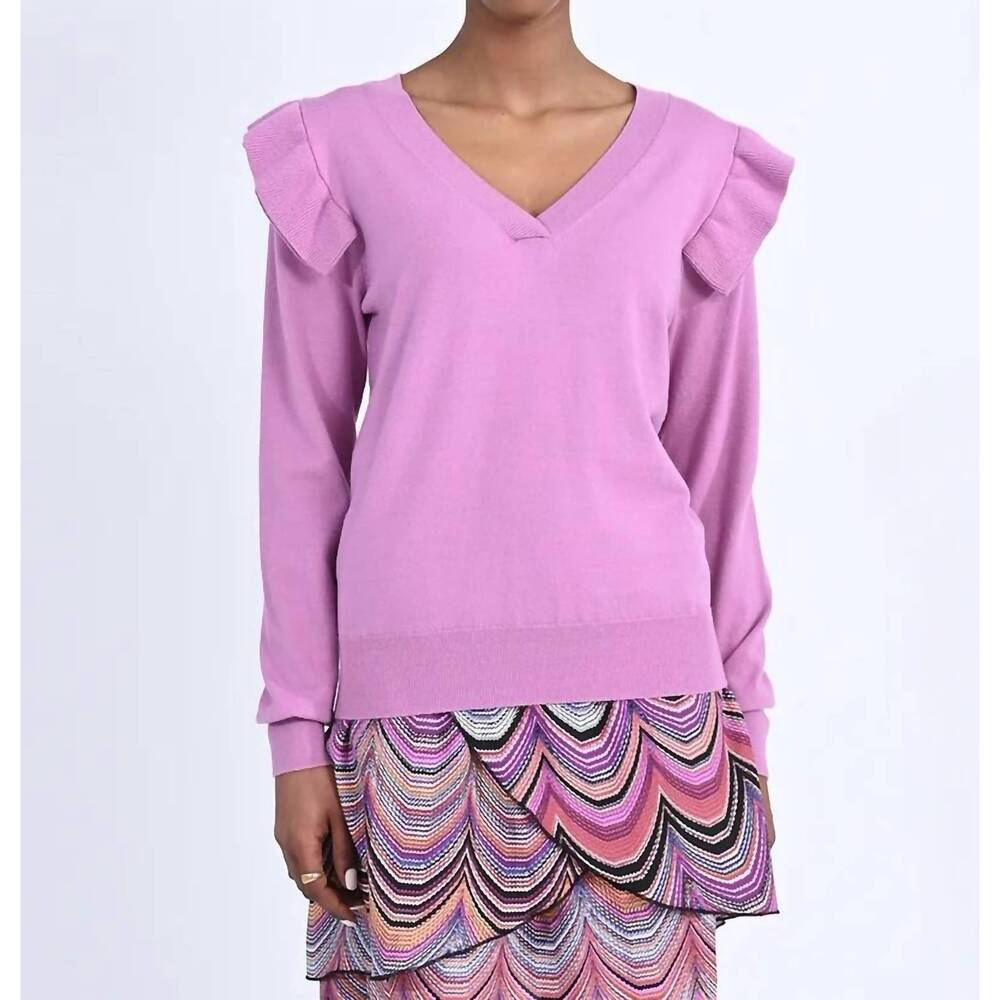 NEW MOLLY BRACKEN lavanda v-neck jumper sweater in mauve